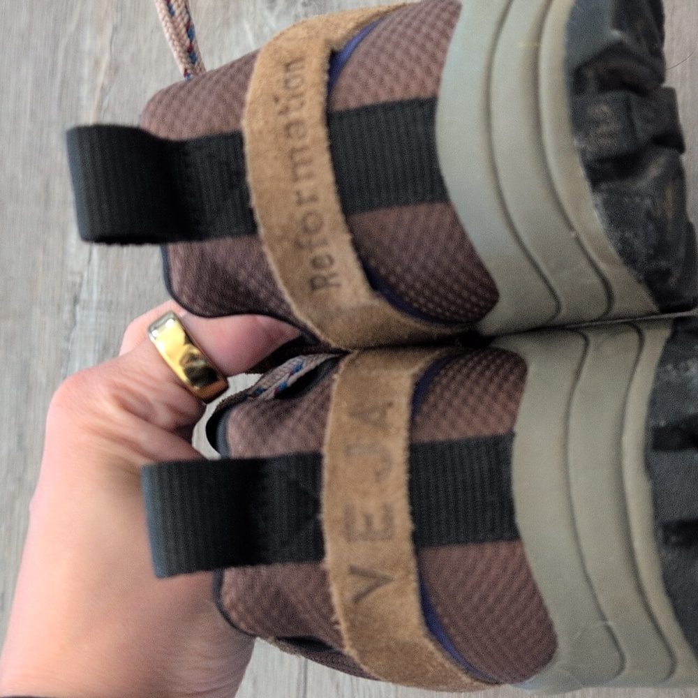 Reformation Brown Suede & Mesh Trail Sneaker with Lavender Accents - Picture 4 of 4